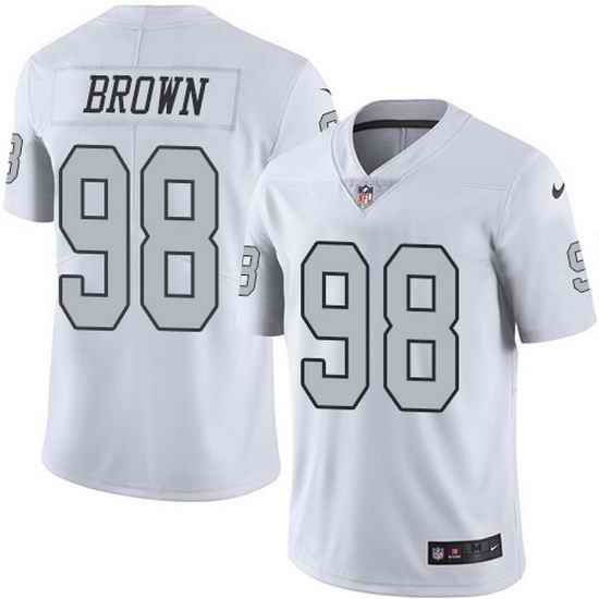 Nike Raiders 98 Trent Brown White Men Stitched NFL Limited Rush Jersey